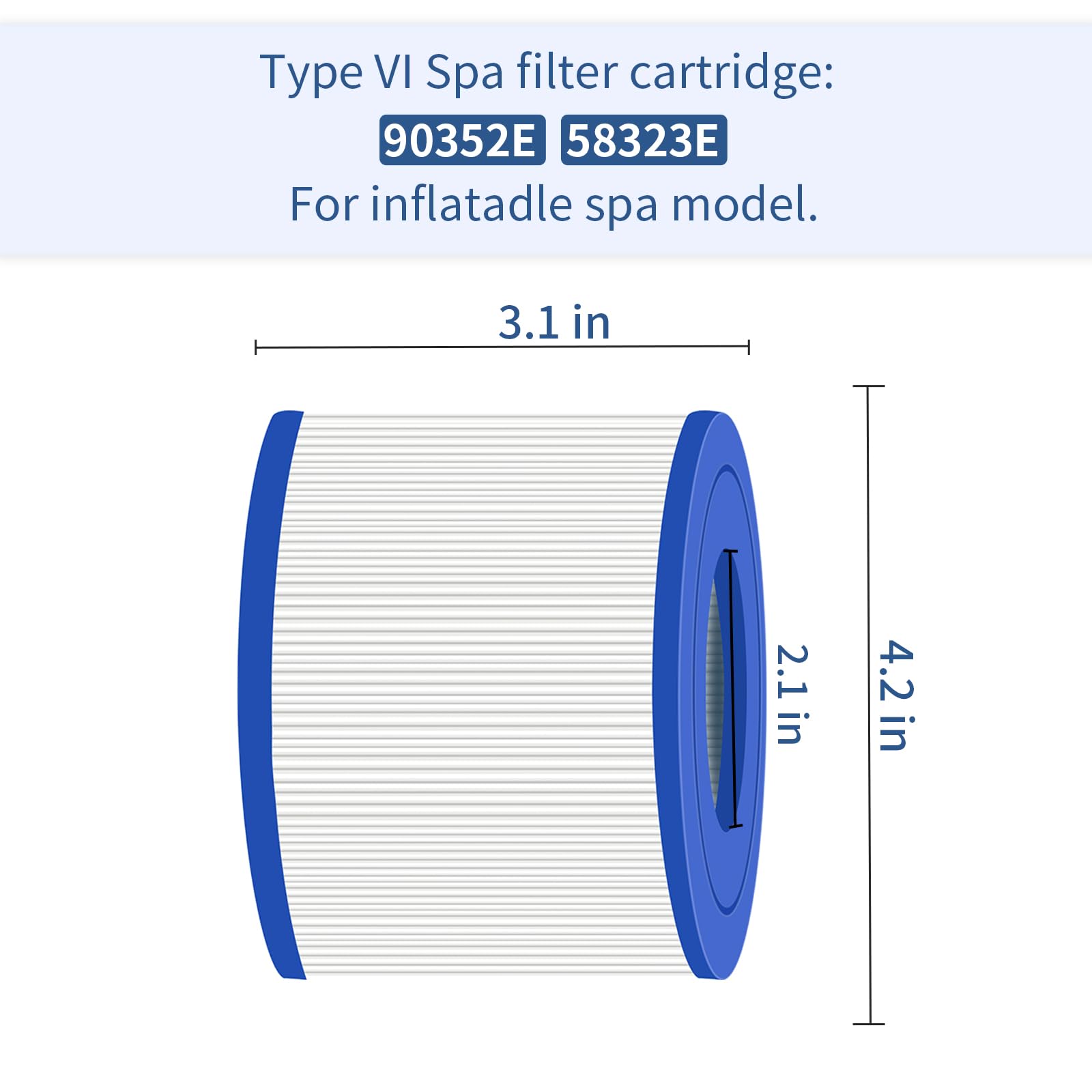 Lot de 8 filtres de type VI pour spa Coleman Type VI 90352E, filtre de piscine VI pour filtre de piscine Bestway et autres piscines hors sol
