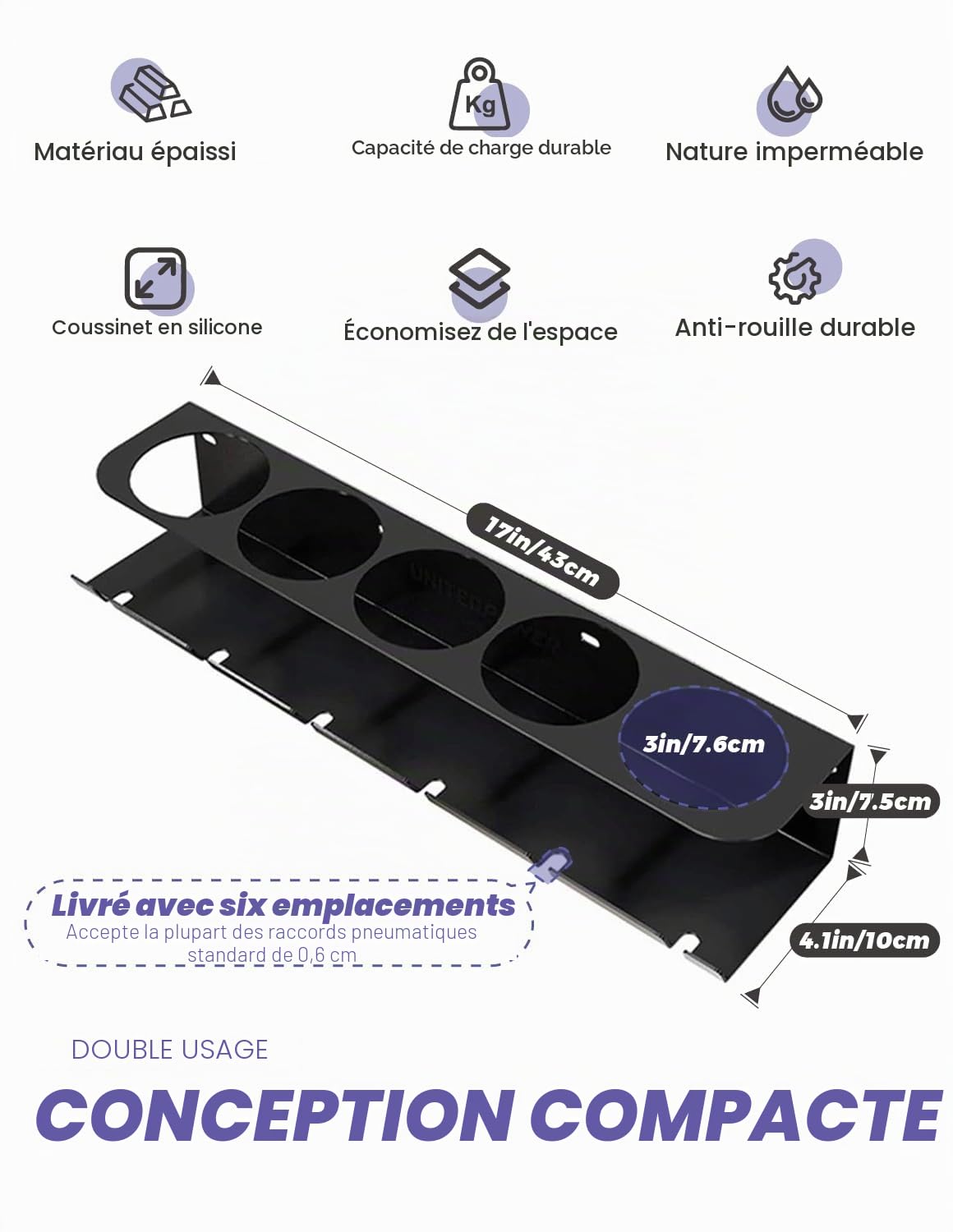 Support de canette, support de bombe aérosol, accessoire pour garage atelier, espace pour 5 pulvérisateurs et 6 compressed Air 2 pièce