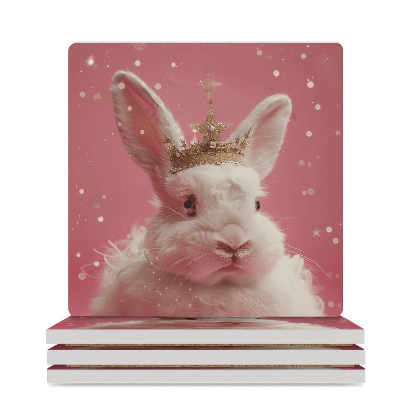 Dessous de verre céramique lapin avec support liège protecteur de meuble haut de gamme
