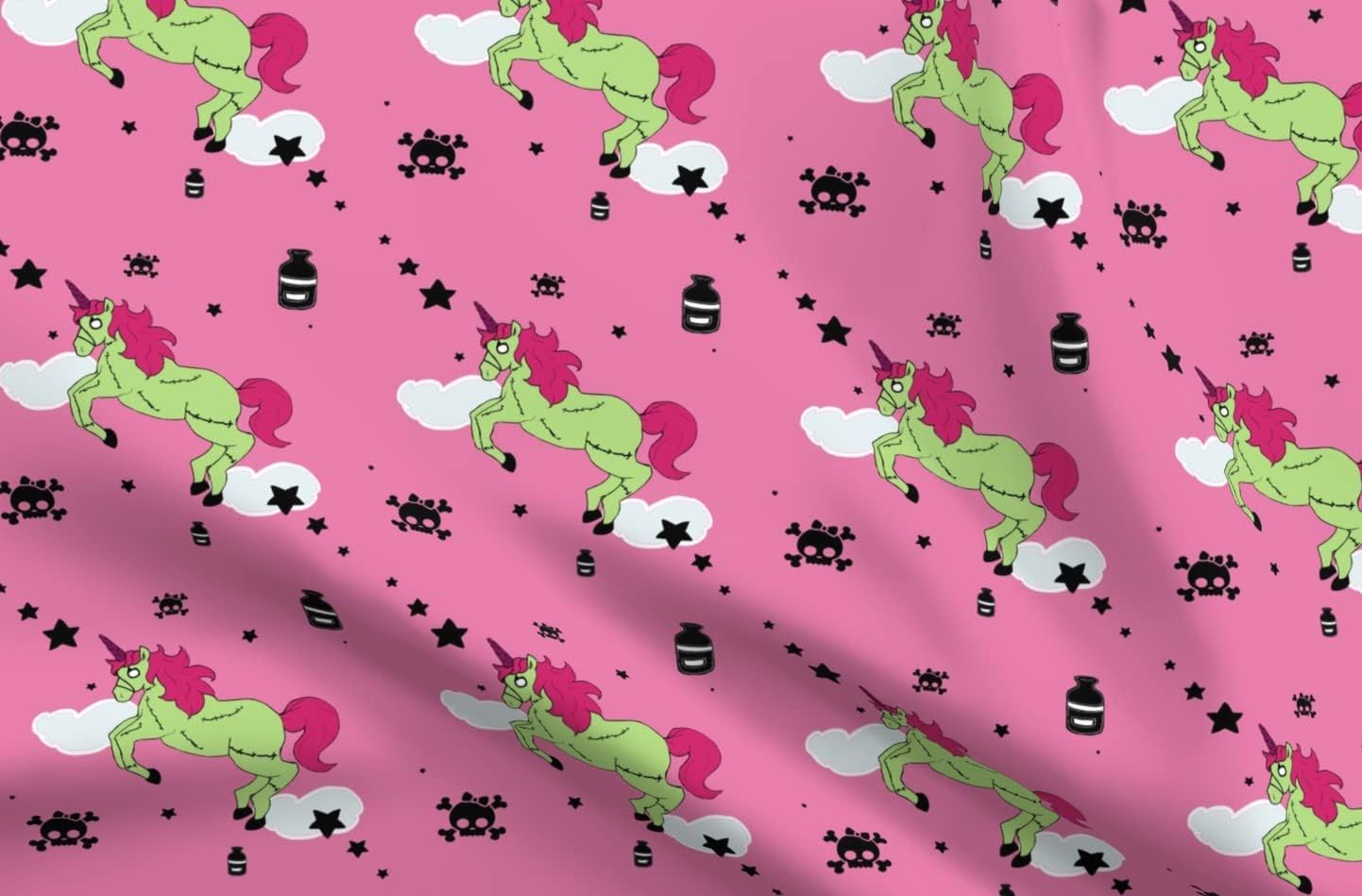 Spoonflower Fabric - Zombie Unicorn Printed on Minky Fabric by The Yard - Sewing Baby Blankets Quilt Backing Plush