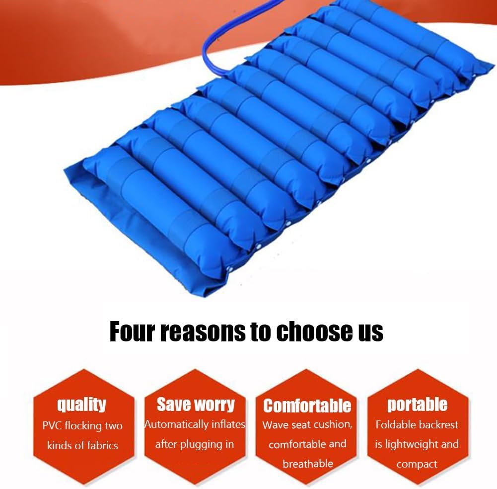 COYEUX Cojín Inflable para Silla de Ruedas, cojín antiescaras para Silla de Ruedas, con Bomba eléctrica, 11 Tiras de Gas, Tejido PVC Impermeable, para Silla de Ruedas, úlceras por presión