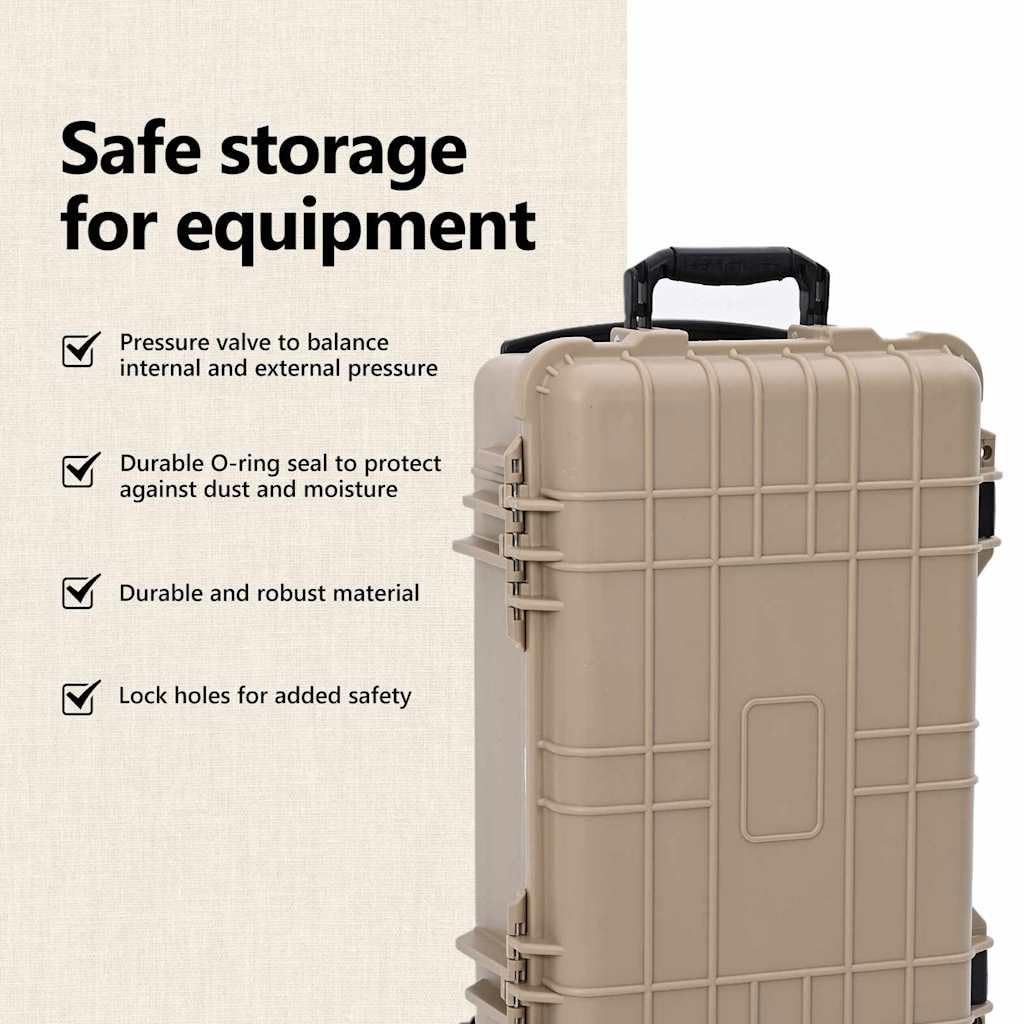 vidaXL Funda rígida de Equipaje Arena 56 x 35 x 23 cm, Almacenamiento de Garaje, Estuche Duro Resistente, Moderno y Rectangular, a Prueba de Agua, fácil de Transportar