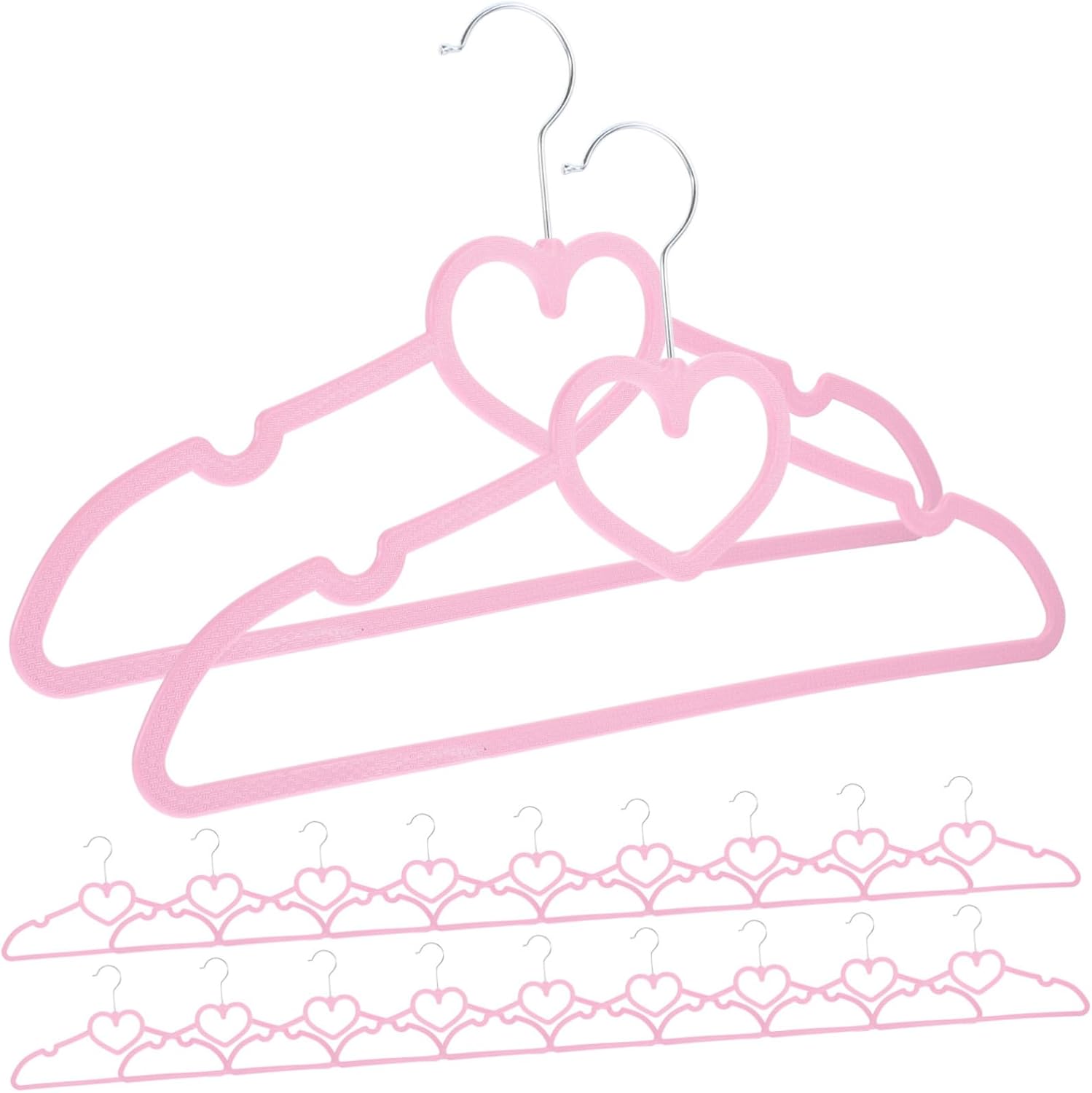 Zerodeko 20pcs Space-Saving Love Shape Hangers Plastic Hangers for Boys and Girls Adults Non-Slip Clothes Drying Rack