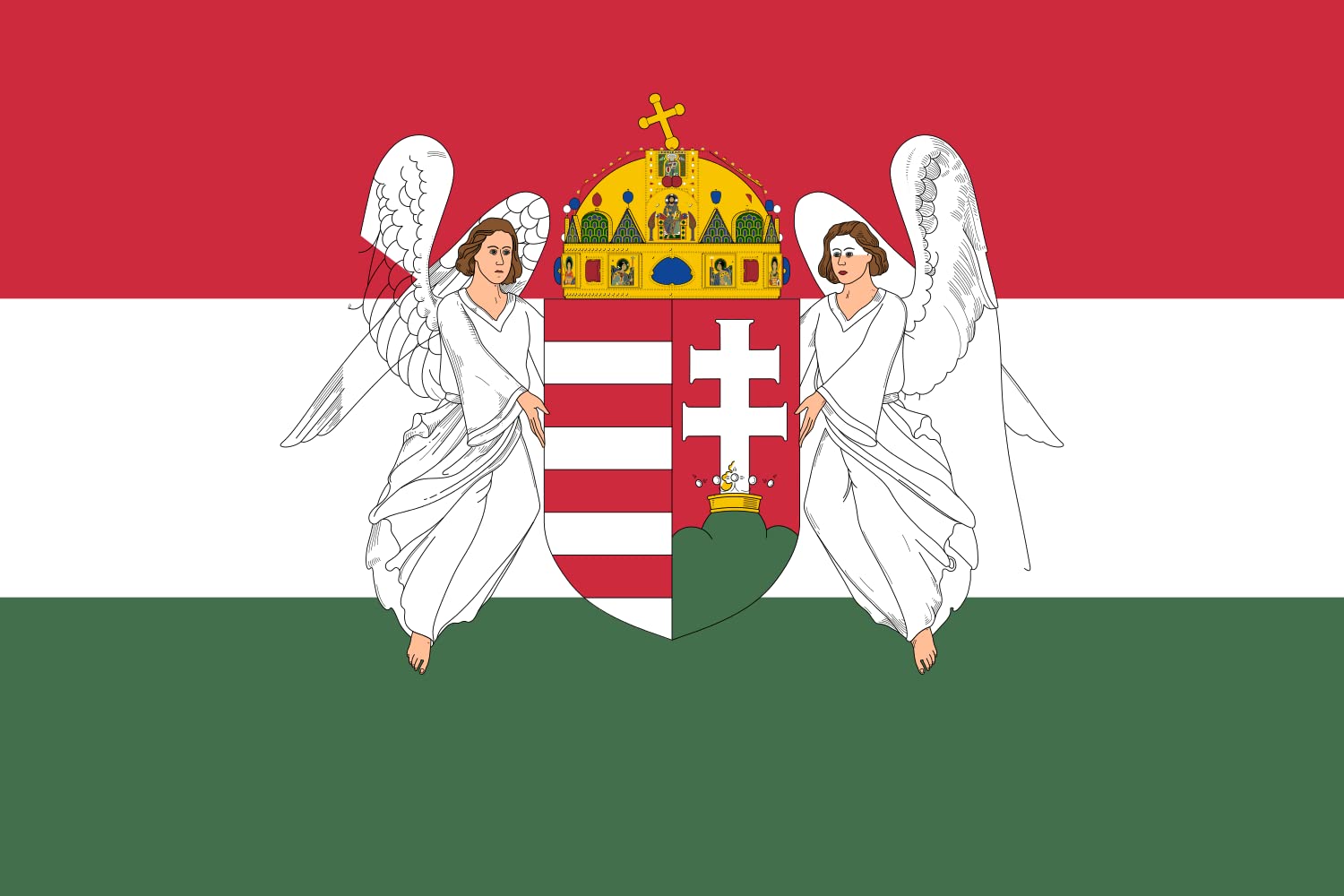Drapeau Hongrie 1867-1918 de qualité supérieure avec finitions et coutures doublées