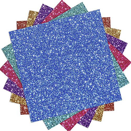Outus 6 Sheets Glitter Vinyl Heat Transfer Vinyl for Clothes, T-Shirt, Craft DIY, Assorted Colors