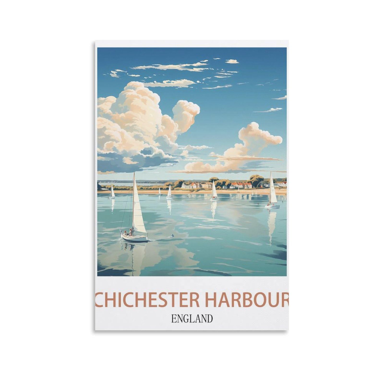 Losnabo Unframe-Style Chichester Harbour England Vintage Travel Poster 08X12inch(20X30cm) Canvas Wall Poster And Art Picture Print Modern Home Bedroom Decor