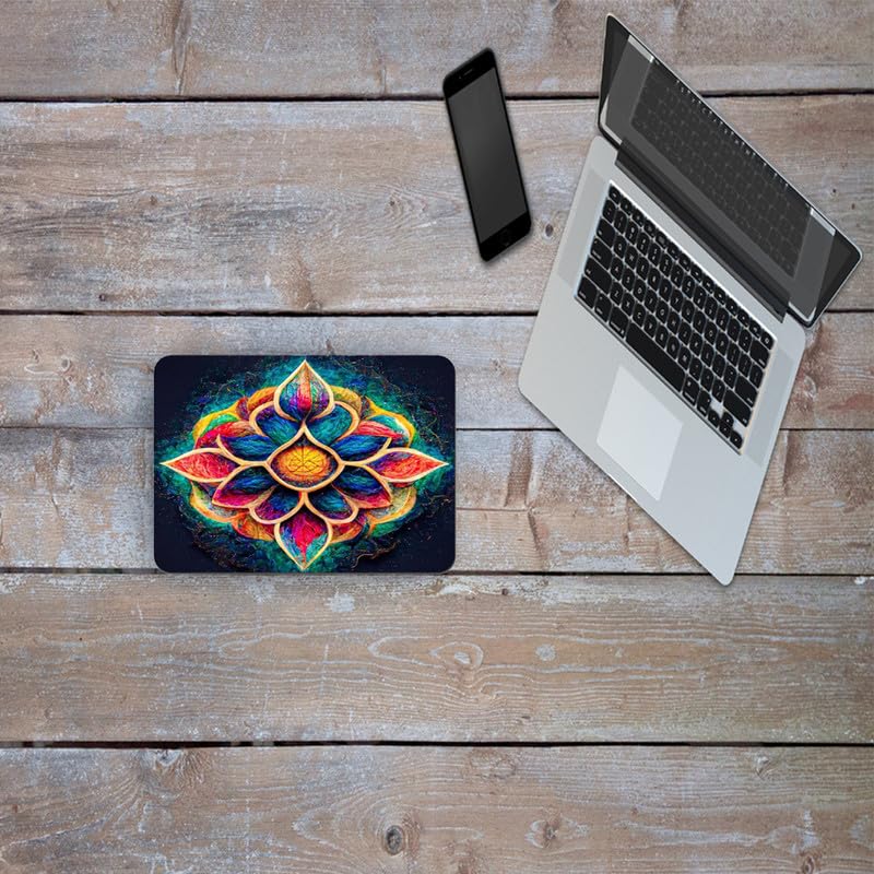 Image of Shivor Gaming Mouse Mat | Cosmic Lotus Mandala Printed Design | Smooth Precision Control Surface | Non Slip Rubber Base Stability | Compatible with Laser Optical Mice | Artistic Desktop Accessory