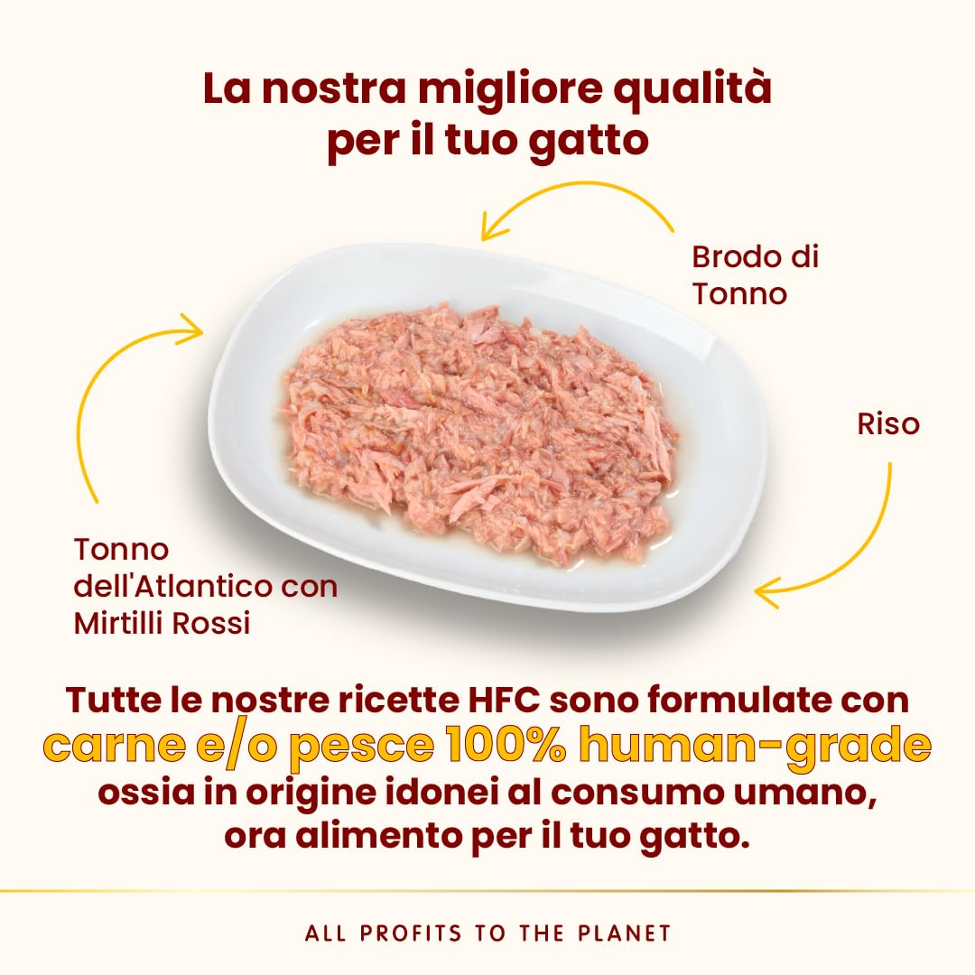 Almo Nature HFC Urinary Help - Cibo Umido per Gatti - Supporto Vie Urinarie - Tonno dell'Atlantico e Mirtilli Rossi - Human Grade, Monoproteico, Gluten Free - 24x50g