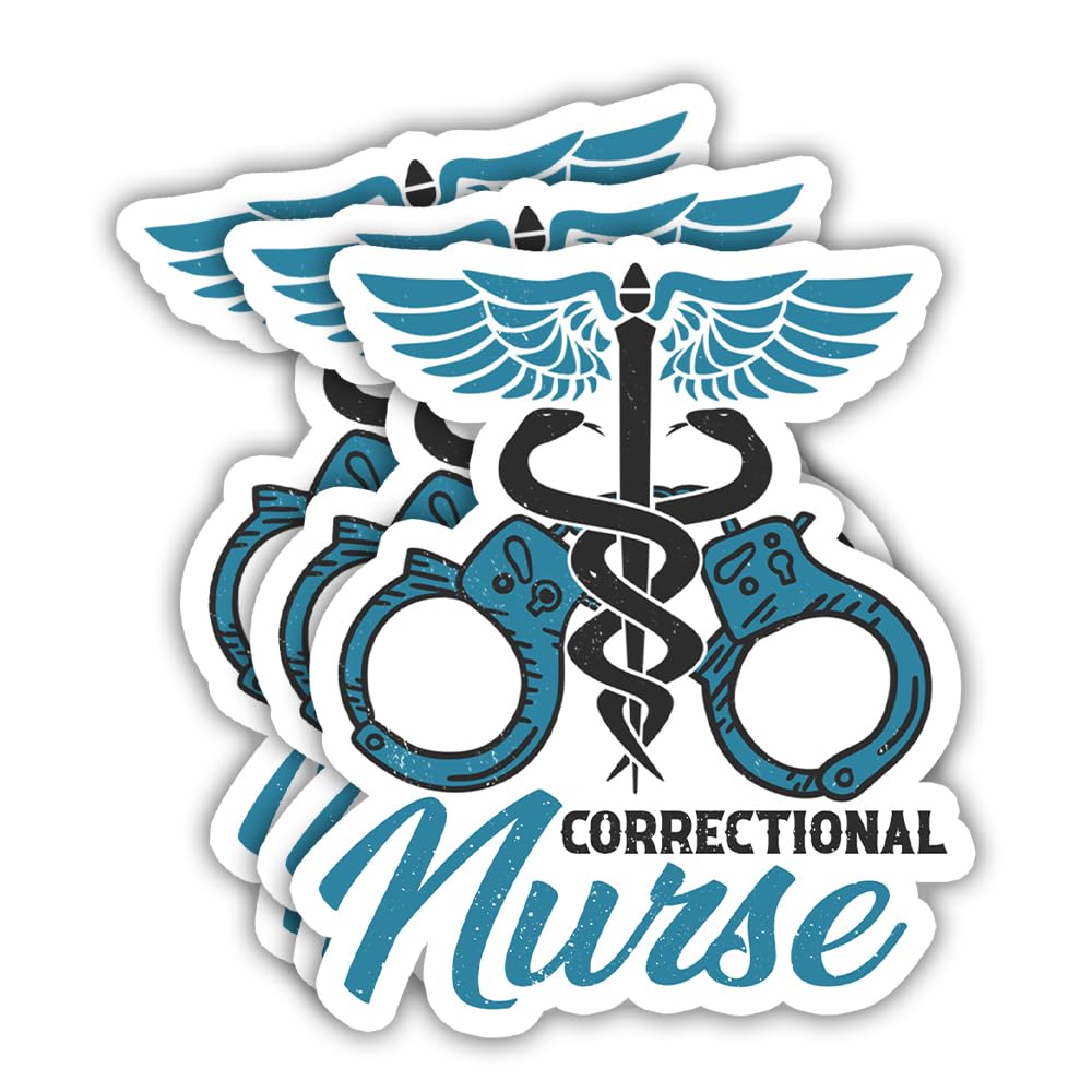 SODAVA 3Pcs Correctional Nurse Sticker, Medical Correctional Nursing Prisoners Cuffs Jail Hospital Stickers for Laptop Water Bottle Phone Accessory Boat Car Bumper Window Helmet, Stickers
