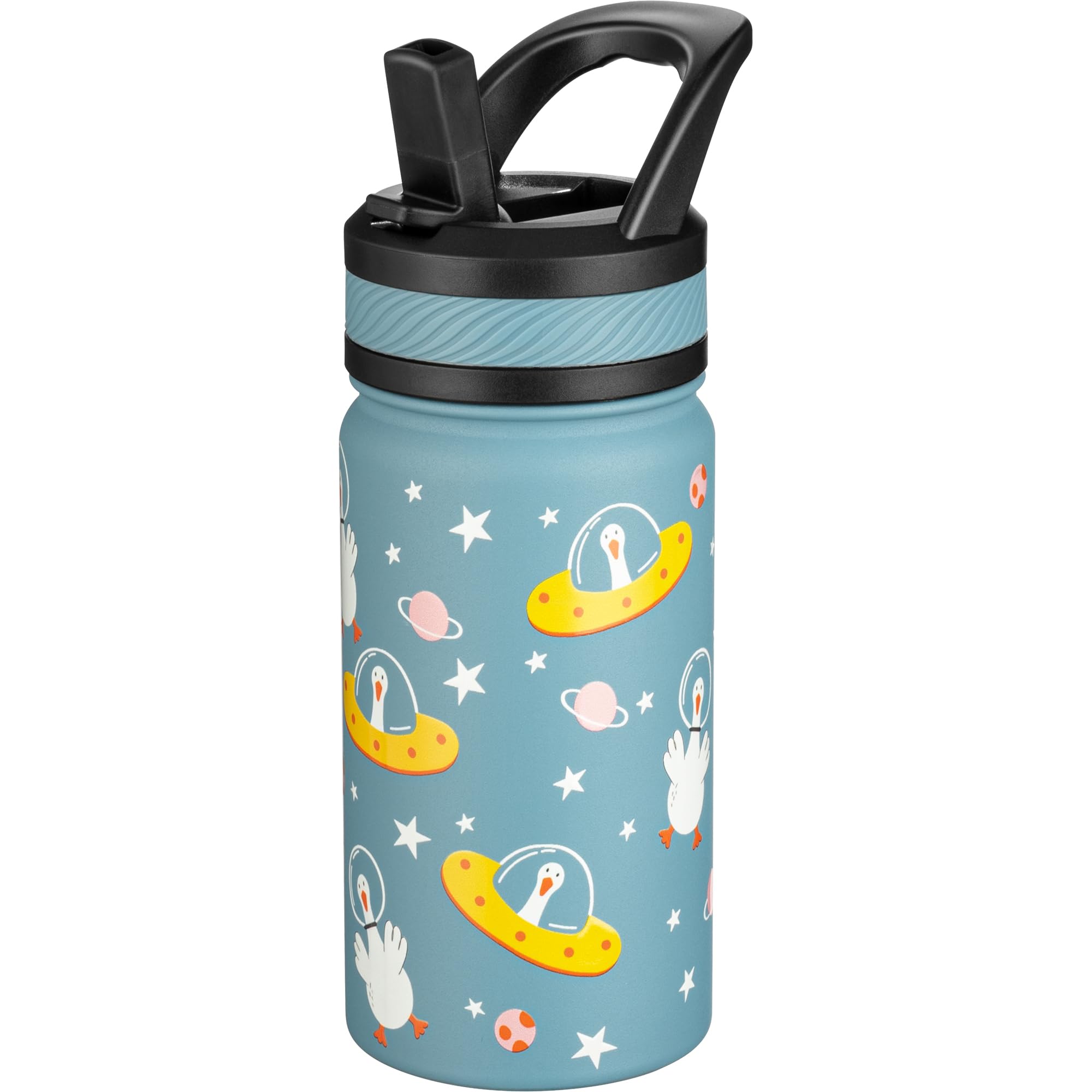 Fanhaw 14 Oz Kids Insulated Water Bottle with Straw - Stainless Steel Double Wall Vacuum Cup Leakproof BPA
