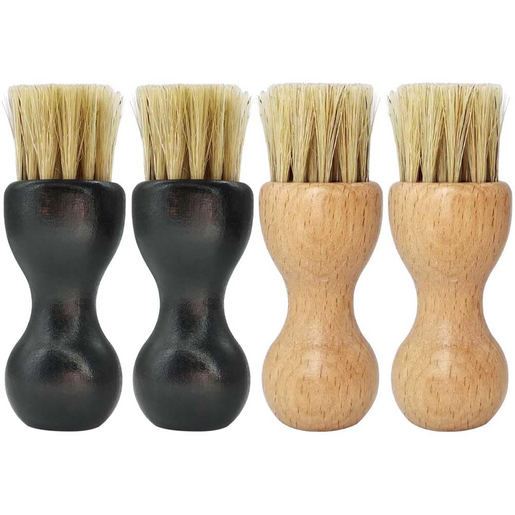 4 Pcs Shoes Shine Brushes Wooden Handle Shoes Polish Brushes Gourd Shape Shoe Cleaning Care Brushes Shoe Dauber Polish Applicator for Boots, Shoes and