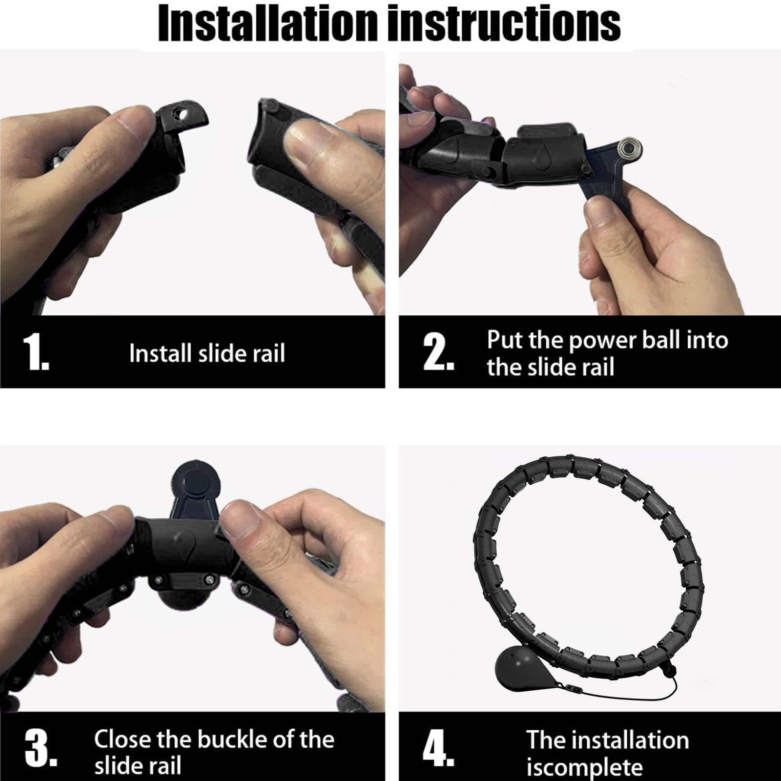 Smart Hula Hoop - Pneumatico per adulti con peso a sfera, 32 nodi (57 – 165 cm), regolabile, per il fitness, silenzioso, per la dimagrimento, per la perdita di peso, fitness, inferiore