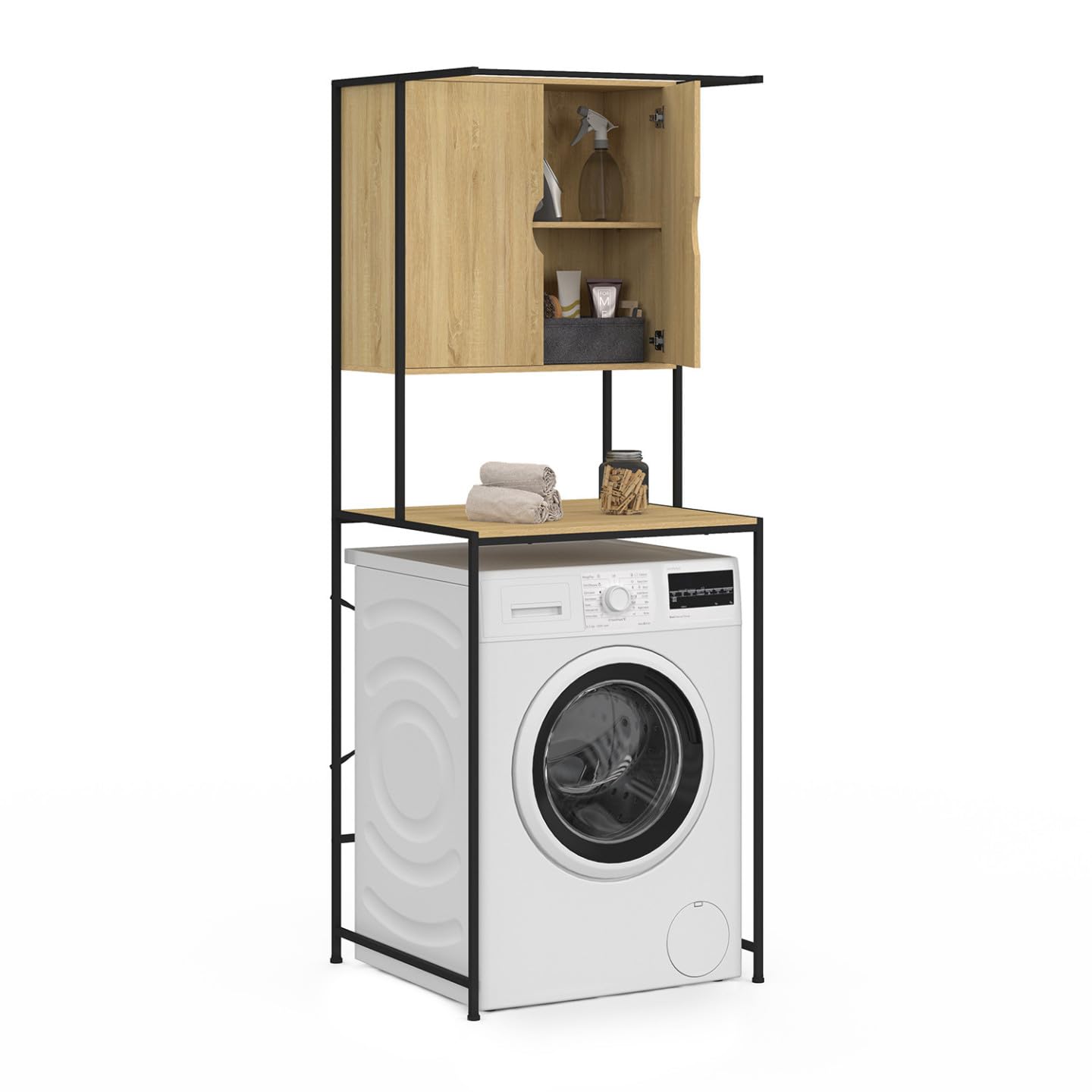 IDMarket - Mobile per lavatrice DETROIT con armadio, design industriale