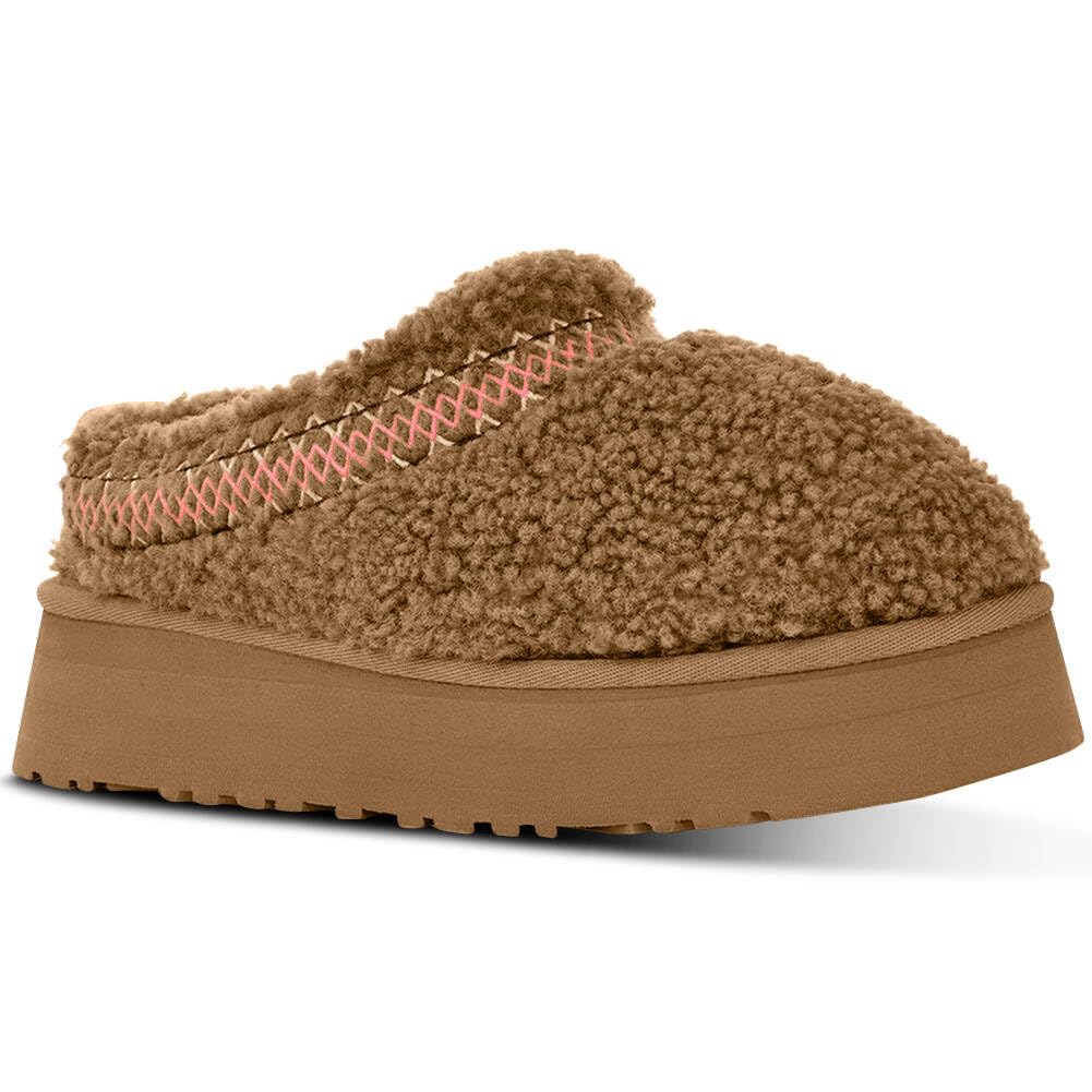 NATRAKIWomen's Platform Slippers Mini Boots Braid with Plush Fleece Lining Fuzzy Slippers for Women Slip on Clogs