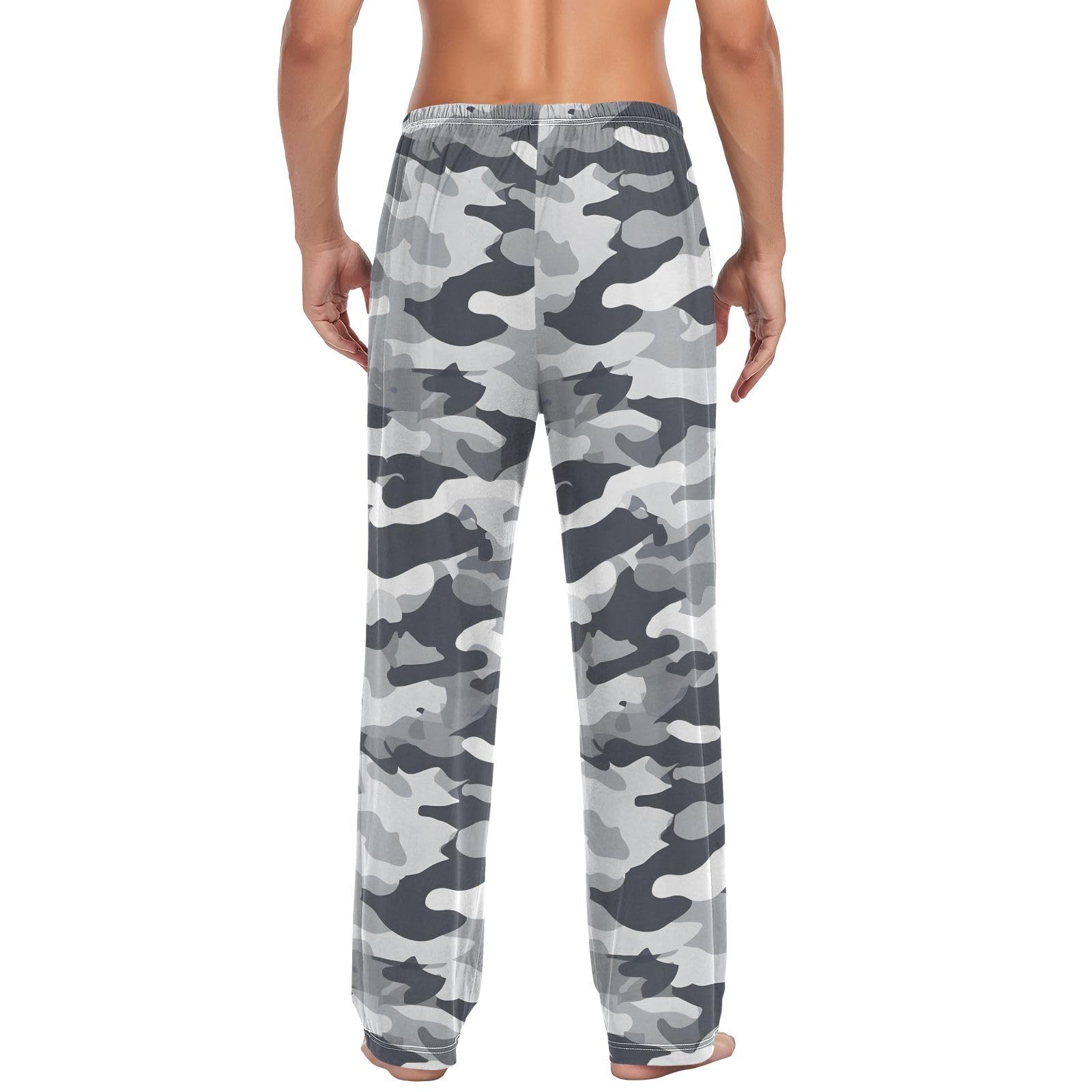 Pantalones de Pijama de Camuflaje Gris, Pantalones de Descanso para Hombre, Pantalones de Pijama súper Suaves para Hombre con Bolsillos y cordón