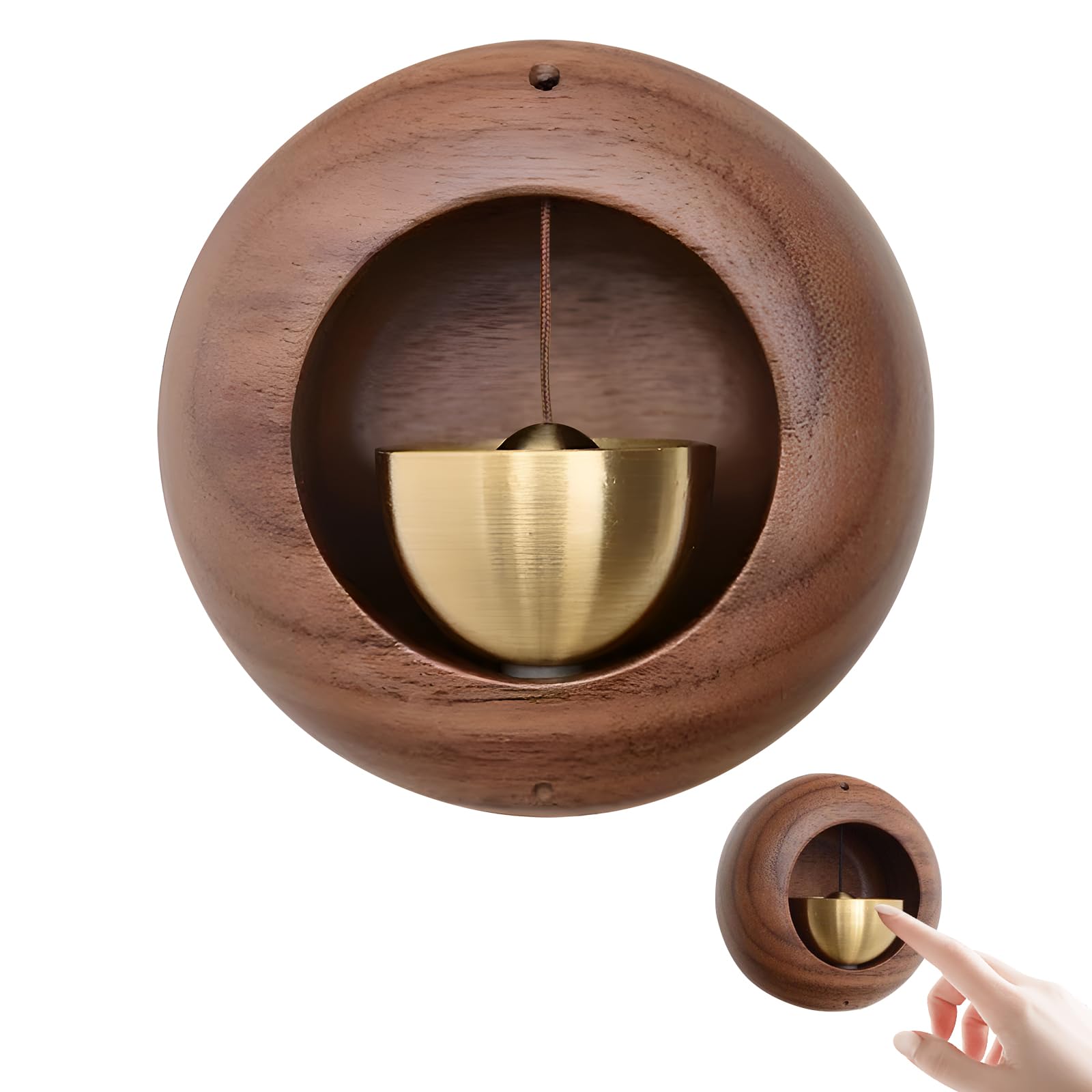 Mesen Japanese Style Dopamine Door Bell, Magnetic Attached Wooden Doorbell, Door Entry Chime for Business, Office, Home, Garden and More (Black Walnut)
