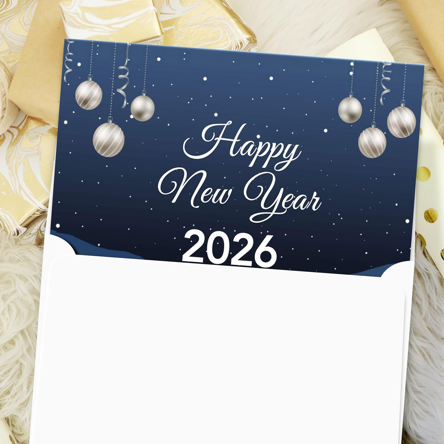 2022 Happy New Year – Blue Holiday Greetings Fold Over Cards
