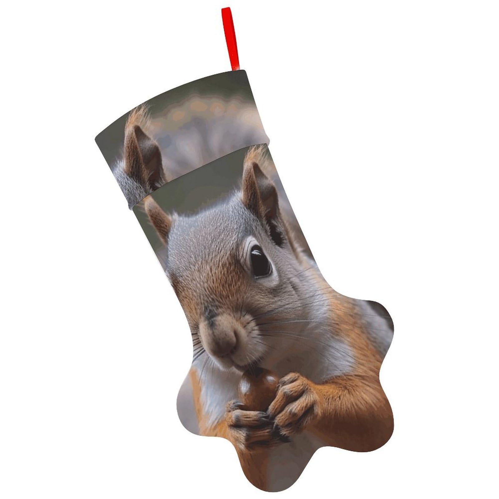 Cute Squirrel Christmas Stocking Soft Comfortable Christma Sornaments Stocking Cute All-Printed Dog-Paw Stockings for Xmas Eve Party Fireplace Tree Gift Decoration