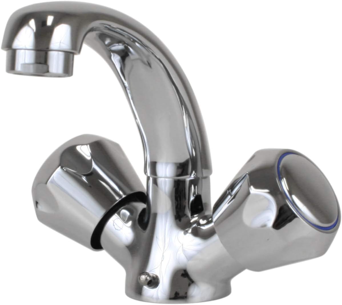 Scandvik 10410P Chrome Basin Mixer, Deck Mount, Polished Finish, F1/2" NPS Connection, Heavy Duty Cast Manufacturing, Marine Grade, Quarter Turn Ceramic Valve Cartridges