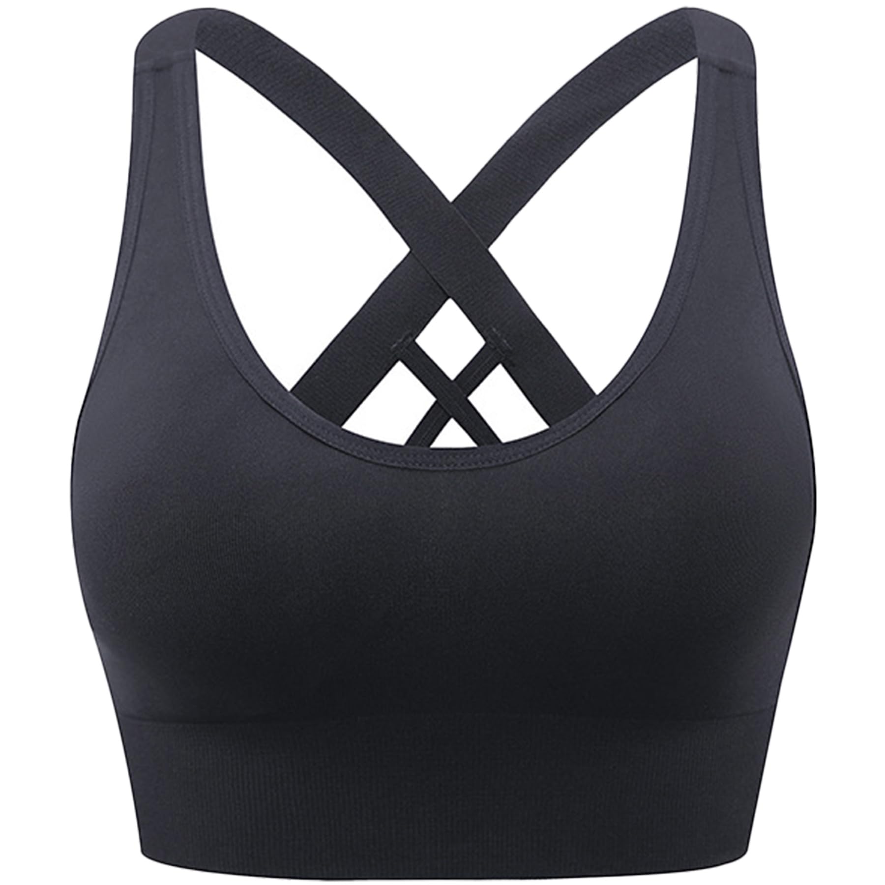 Longline Sports Bra Medium Support, Full Coverage Strappy Back Sports Bra