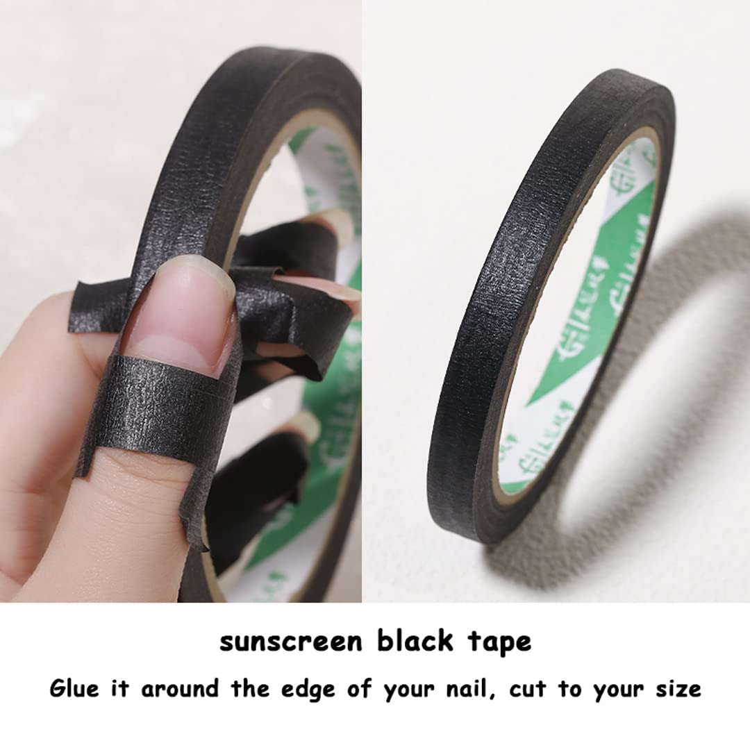 Anti UV Lange Handschuhe Schwarz Tape Set Gel Maniküre Handschuhe Hand Hautschutz Handschuhe für Maniküre Outdoor Sonnenschutz Schwarz