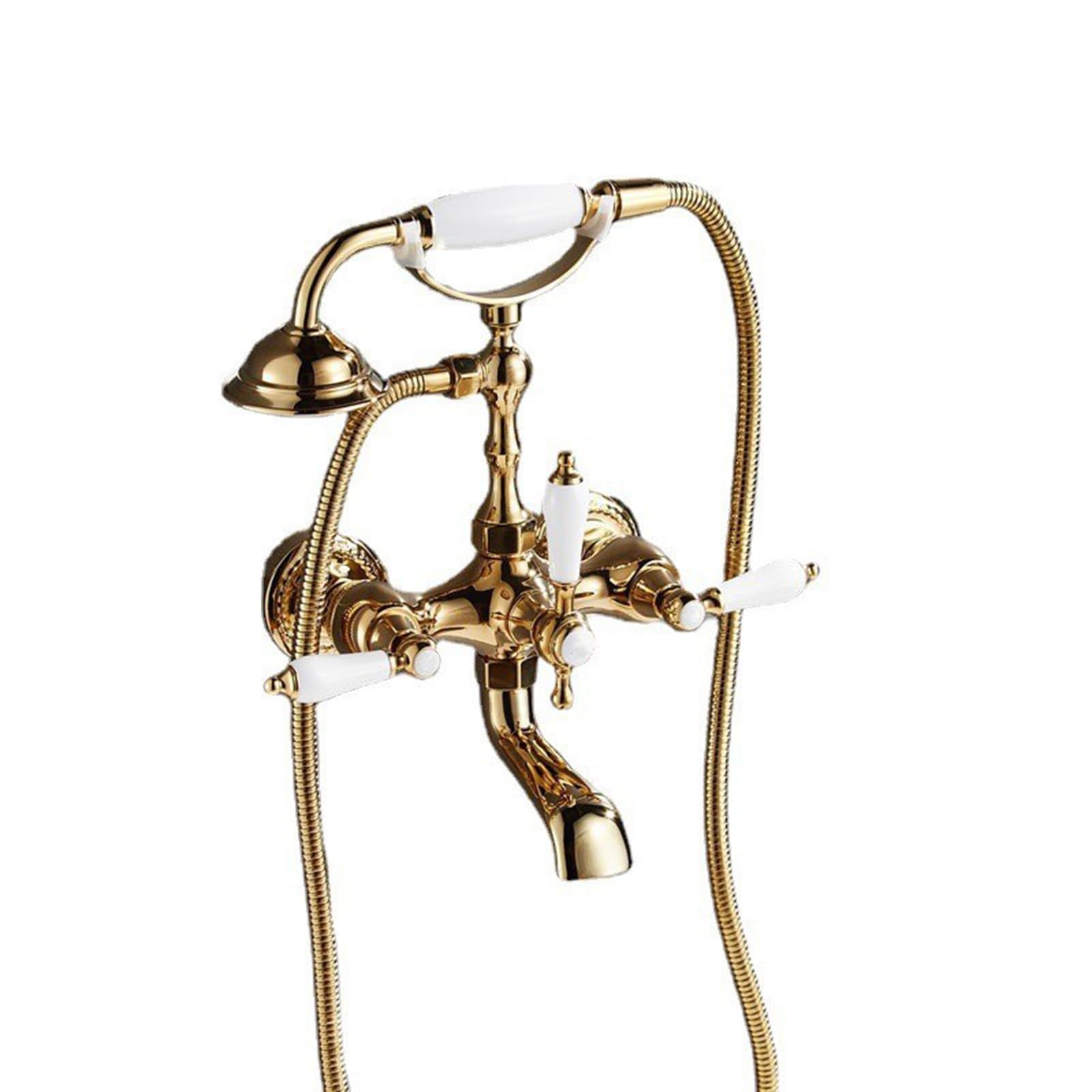 GLJTUO Shower system, Clawfoot Tub Faucet With Hand Shower gold 2 Functions Wall Mounted Bathtub Faucet Set Retro Bathtub Faucet Brass Clawfoot Tub Faucet Kit