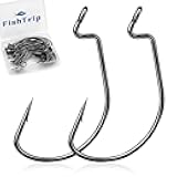 EWG Hooks for Bass Fishing - 50/100/120pcs Offset Worm Hook Texas Rig Hooks for Freshwater Saltwater Size 1 1/0 2/0 3/0 4/0 5/0