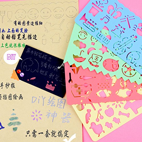 gazechimp 4pcs Artigos De Papelaria Doces Cor Desenho Réguas Modelo Material De Pintura De Escritóri