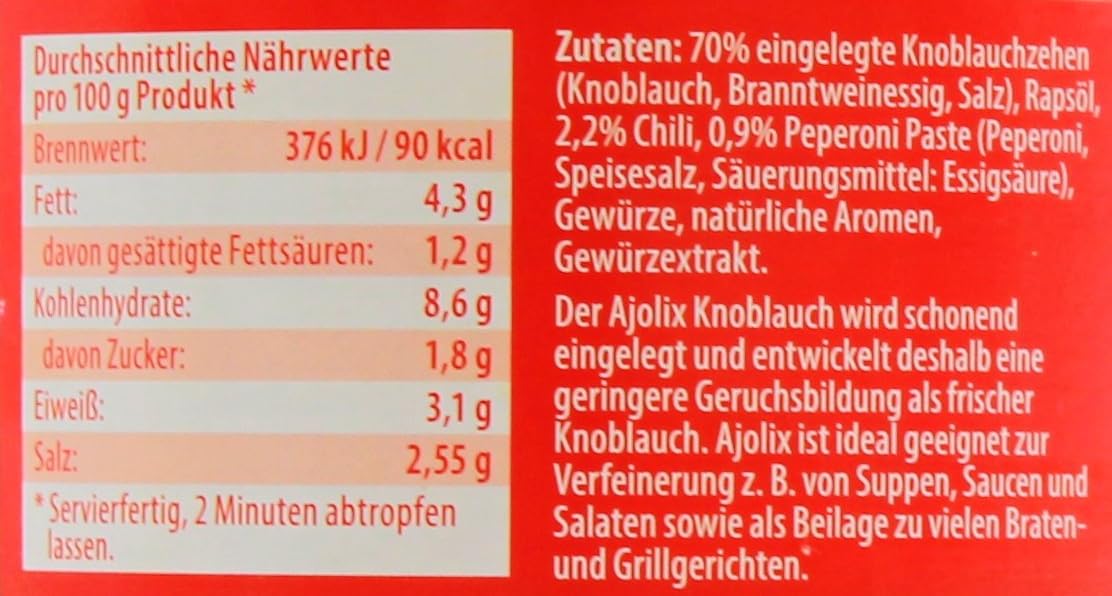 Feinkost Dittmann Ajolix Knoblauch in Chili Marinade, 6er Pack (6 x 650g)