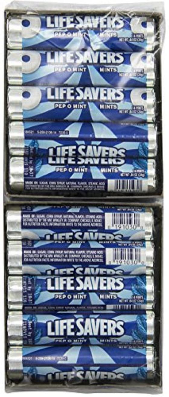 LifeSavers Pep-O-Mint Hard Candy, 0.84-Ounce Rolls (Pack of 60) by Life Savers