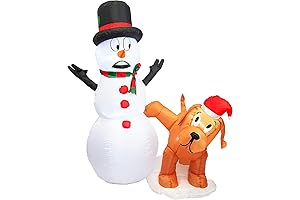 4 FT Christmas Inflatables Snowman Peeing Dog Holiday Yard Outdoor Indoor Decorations...