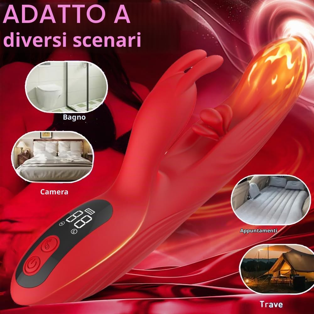 3 in 1 Vibrat0re Point G Rabbit per donne Schermo LCD Vibrat0re Stimolatore clitorideo Dildo realistico Vibrat0re Point G Sex toy per adulti