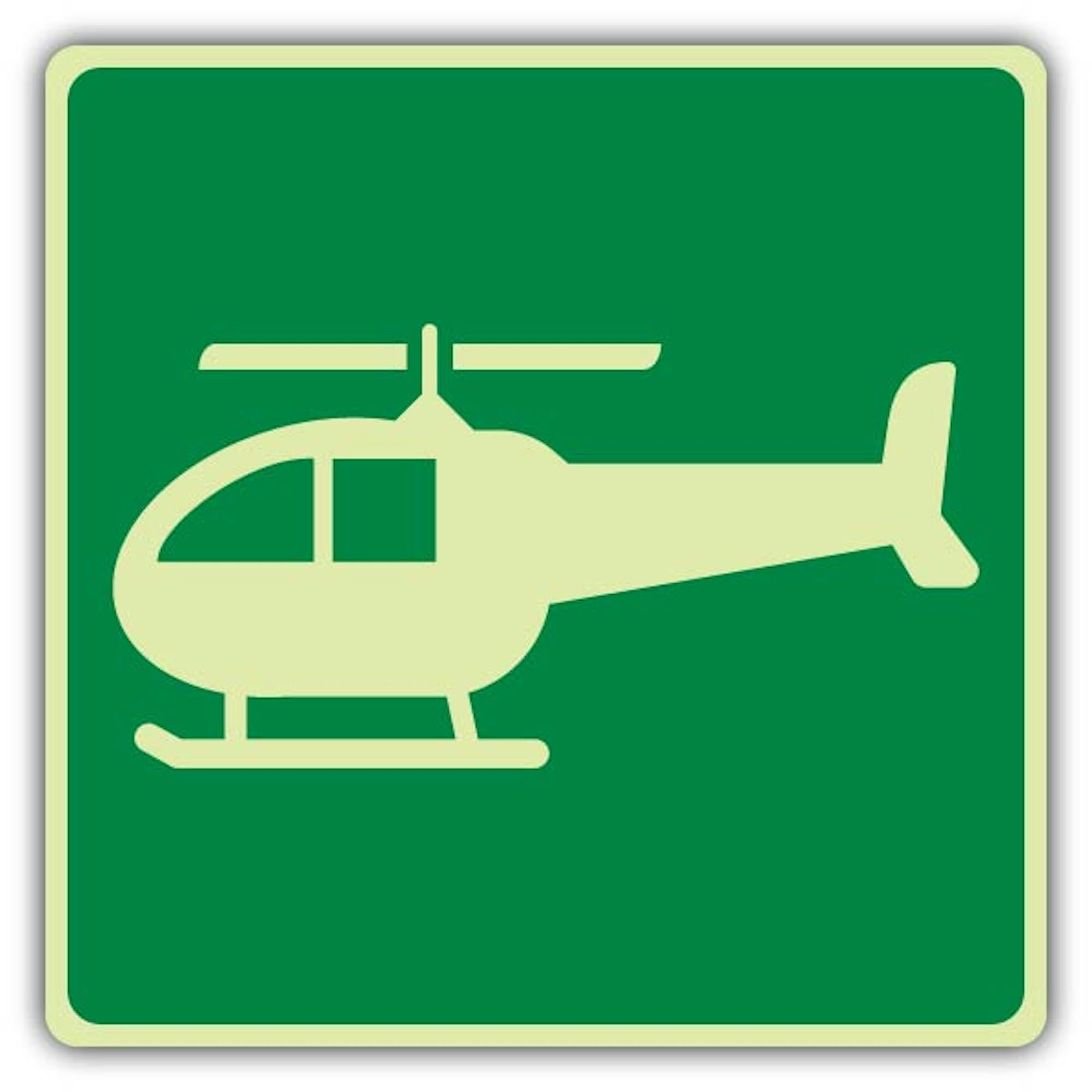 V Sicherheits-Hubschrauber-Symbolschild, 300 x 300 mm, dreifach leuchtend