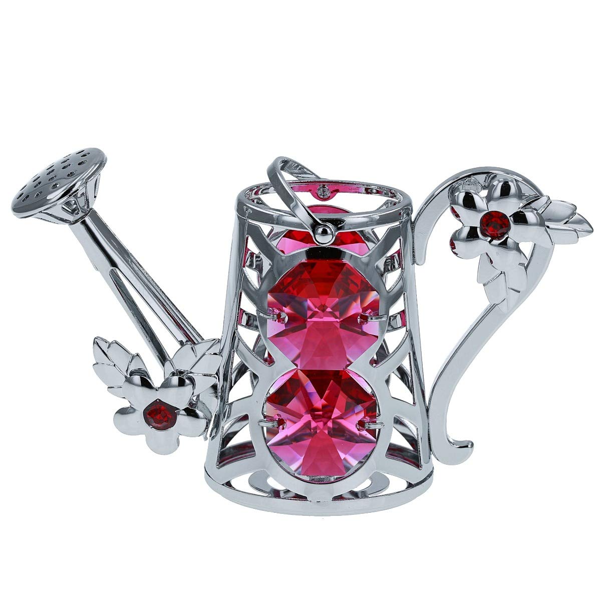 Crystocraft Watering Can Crystal Ornament With Swarovski Elements Gift Boxed Red Crystals Chrome Plated Water Garden Kitchen Perfect Keepsake Collectors Gift Figurine