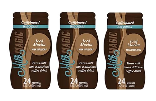 Leche Magic, infusiones de leche líquidas potenciador de sabor, paquete de 3 1.62 oz cada uno, café helado Mocha