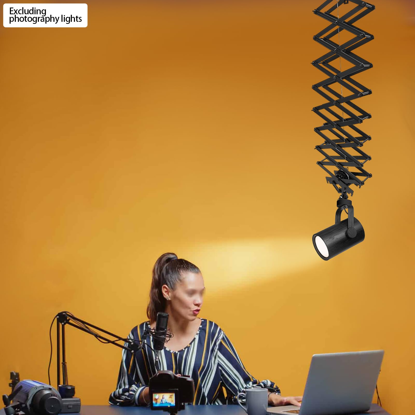 Pxolerig Photography Ceiling Rail System, Studio Lighting Hanging Equipment 2M Drop Pantograph for Live Broadcast Studio Photography Flash Specialized Equipment