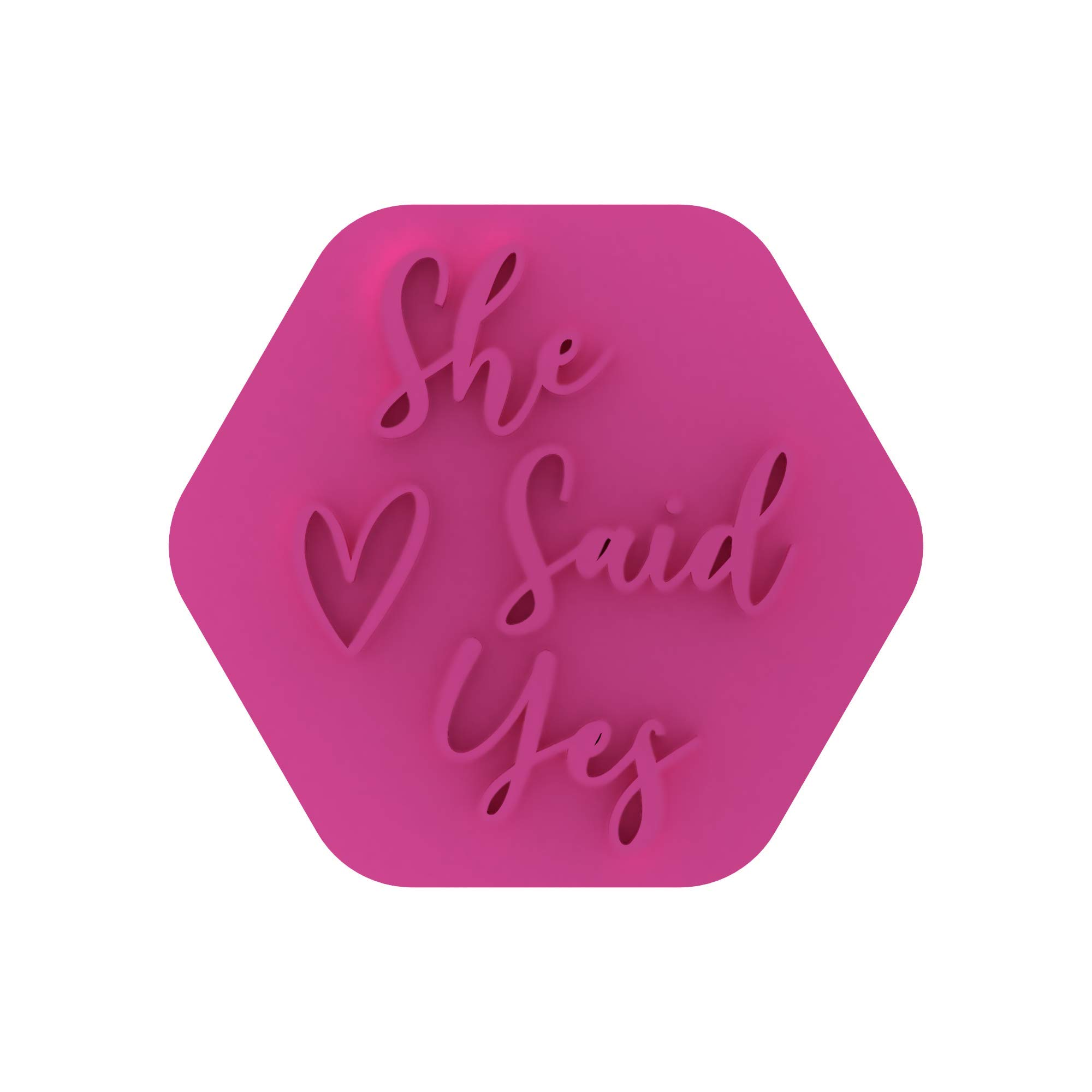LissieLou She Said Yes Cookie Stamp Hen Bridal Bachelorette Party Theme Icing Fondant Embosser - Light Pink