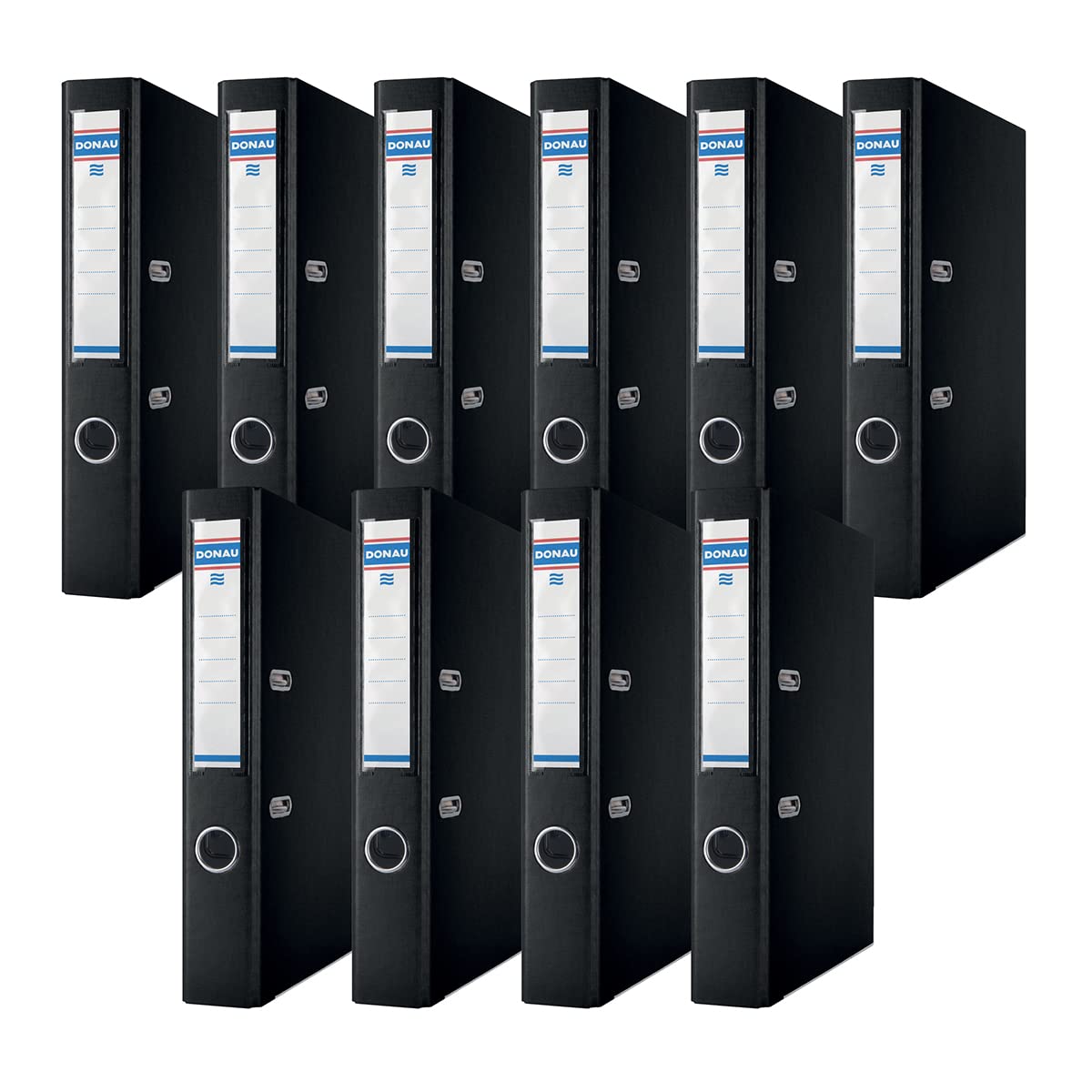 Donau Binder Lever Arch File/Folder Slim Pack of 10 / DIN A4 / 5 cm / 10 Pieces/Black/Plastic Cover PP/Cardboard Paper