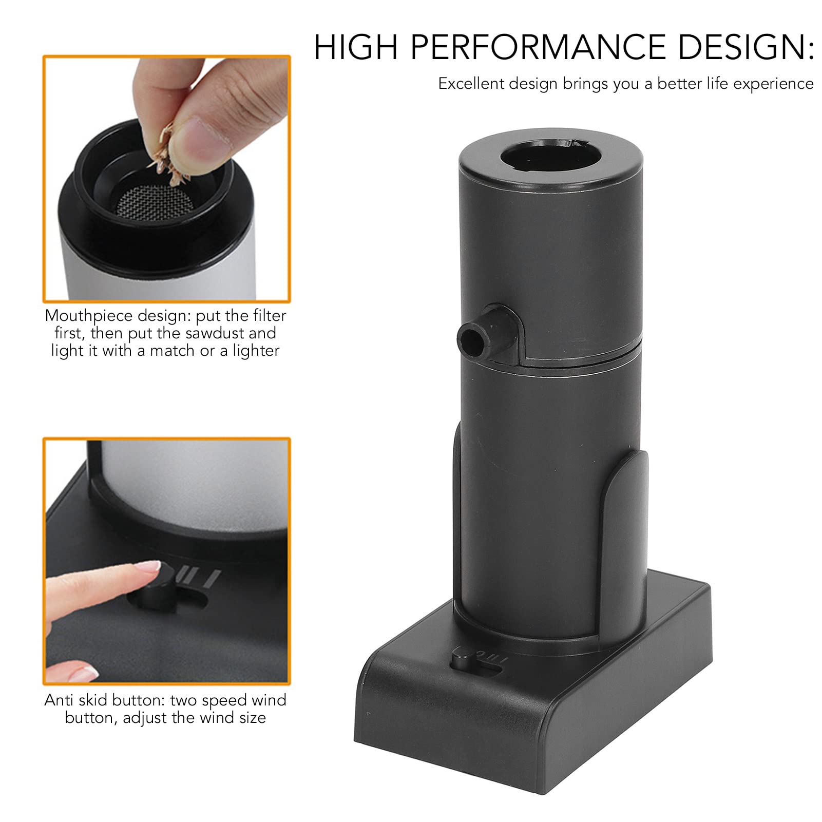Tnfeeon Infusor de Humo de Madera Portátil, Ahumador de Aluminio Ligero para Carne, Queso y Cócteles, Diseño Portátil para Barbacoas y Fiestas (Black)