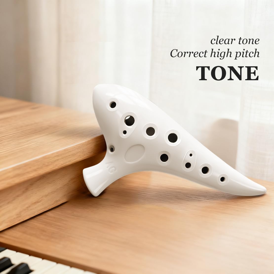 Ocarina 12 fori ceramica bianca in alto C per principianti (bianco 4 pezzi)