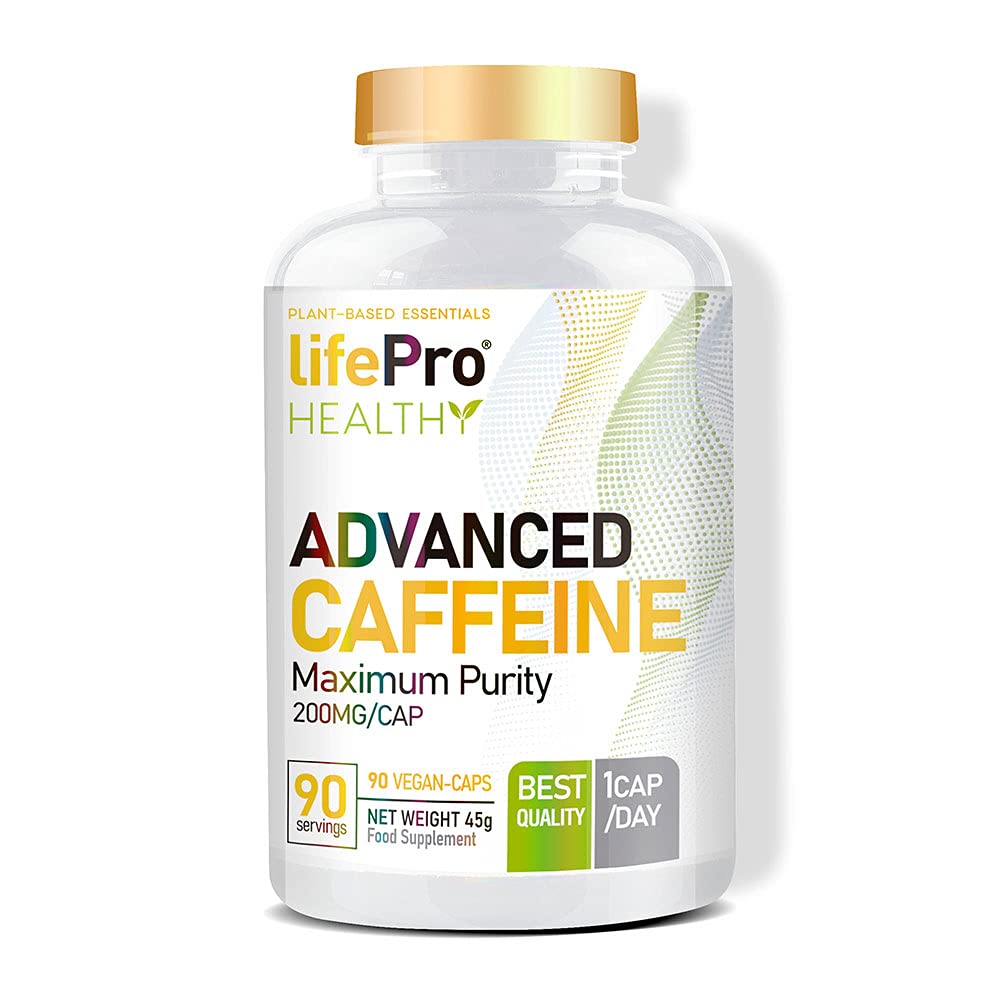 Life Pro Advanced Caffeine 200mg – Cafeína anhidra para potenciar la energía y mejorar el rendimiento deportivo - Termogénico para acelerar el metabolismo – 200 mg – 90 cápsulas veganas