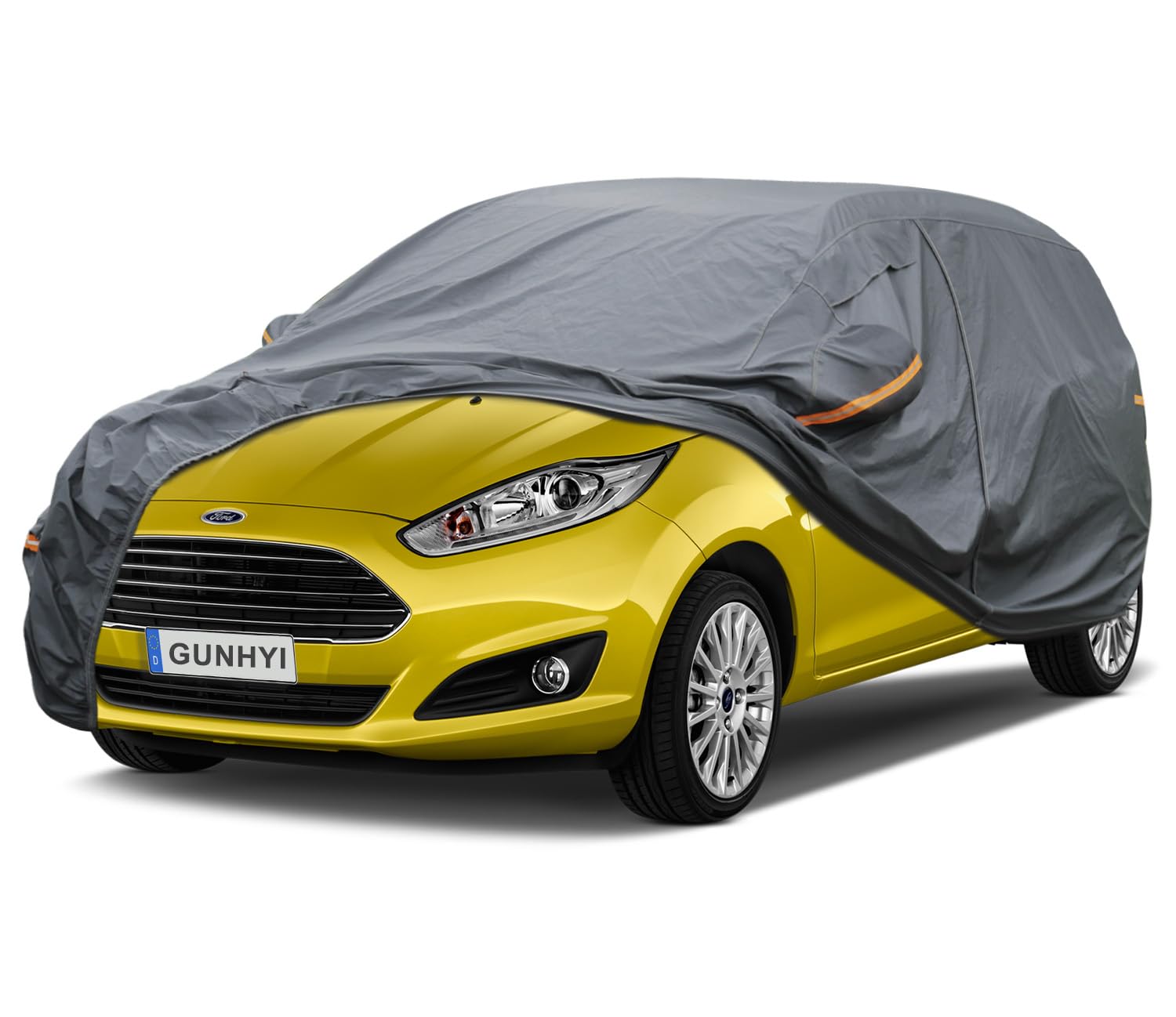 GUNHYI Premium Car Cover Custom Fit Ford Fiesta, 16 Layers Heavy Duty Car Cover Waterproof All Weather with Zipper Door for Sun Rain Snow Dust Uv Protection