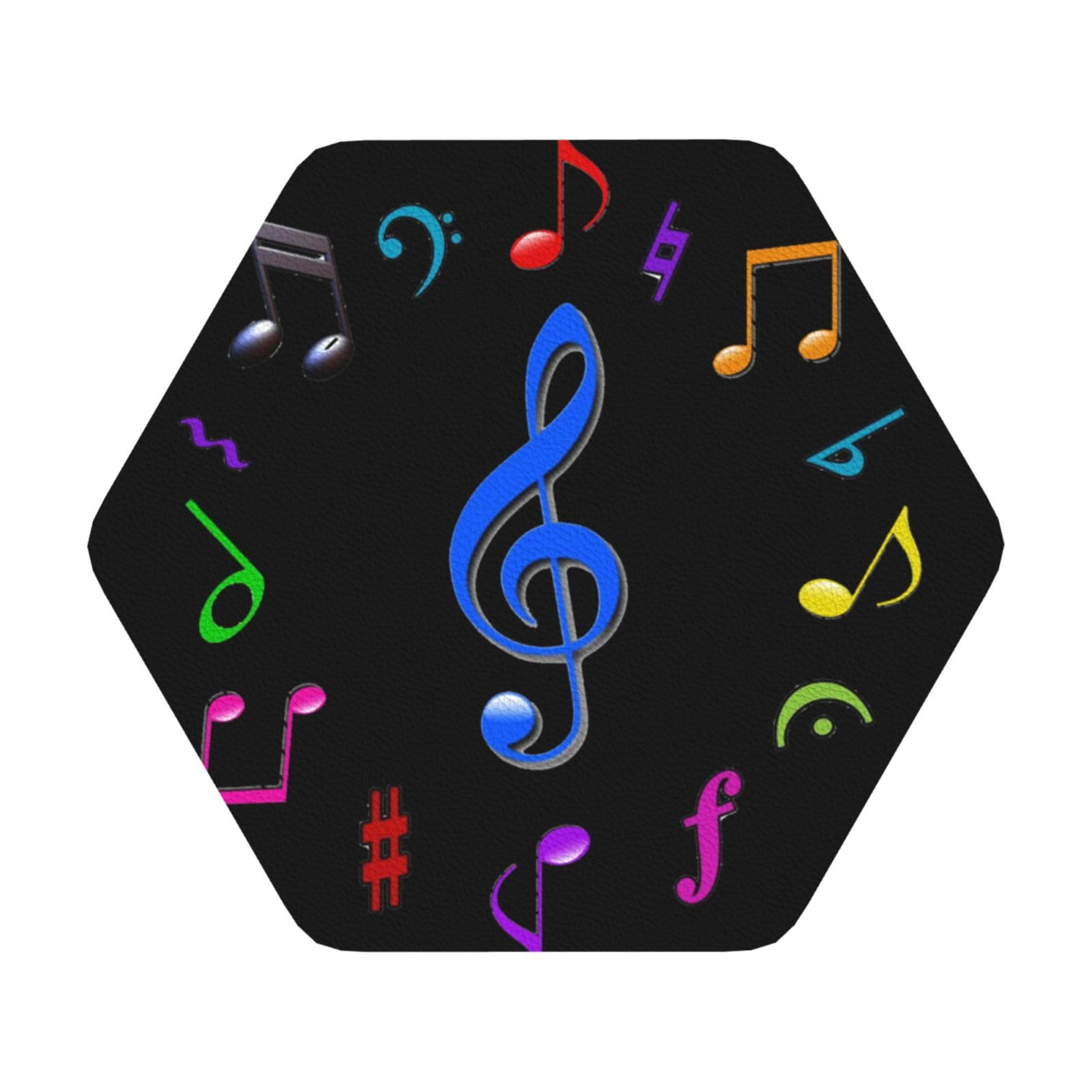 Music PU Leather Coasters Set of 6 Hexagon Drink Coasters