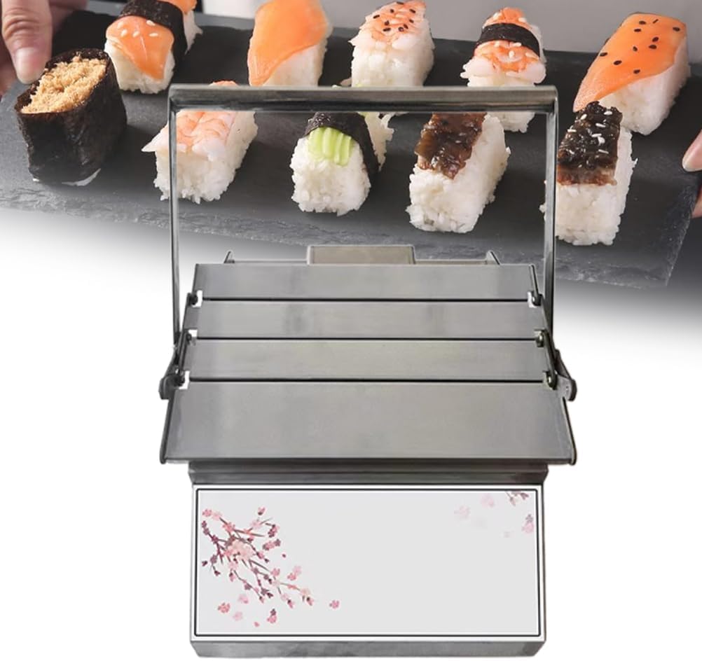 Sushi Maker Mold Stainless Steel Square Sushi Roller Machine, DIY Sushi Making Kit for Easy Sushi Cooking Rolls, Easy to Clean