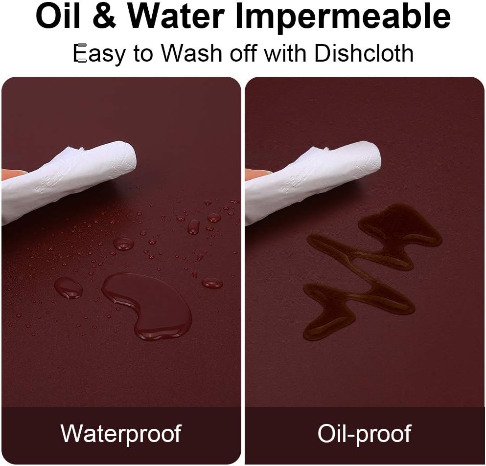 WEHVKEI Wine Red Placemats for Dining Table Set of 6, Waterproof Wipeable PU Leather Place Mats Indoor, Washable Kitchen Table Mats for Easter Thanksgiving Christmas New Year Party Home Decor : Home & Kitchen