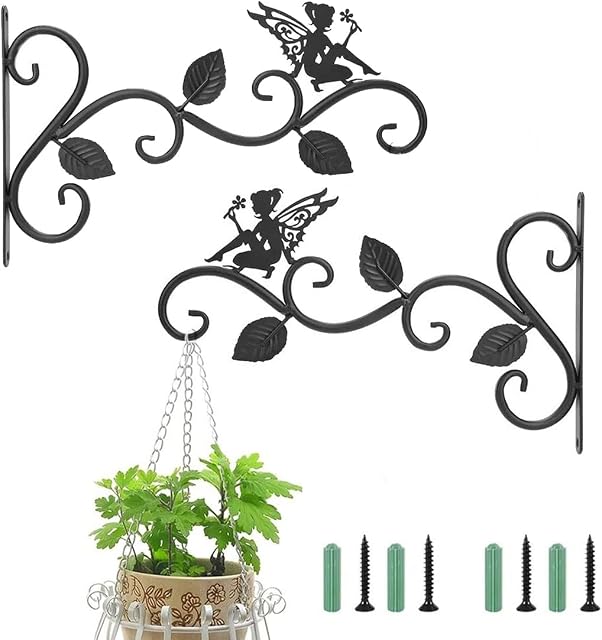  2 Pcs Multipurpose Wall Hanging Basket Bracket Plant Hook for Garden Basket Lantern Lawn Light Flower Pots (Fairy)