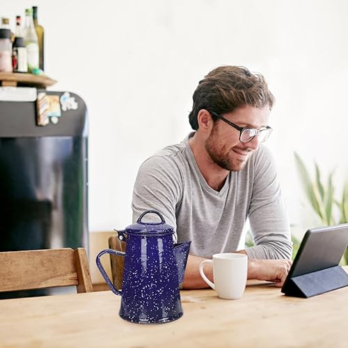 Miniatura 3 de Olla de café esmaltada Caldera de café al aire libre fogata hervidor vintage Camping Pot Caldera de esmalte Tetera blanca Tetera de aceite Hervidor