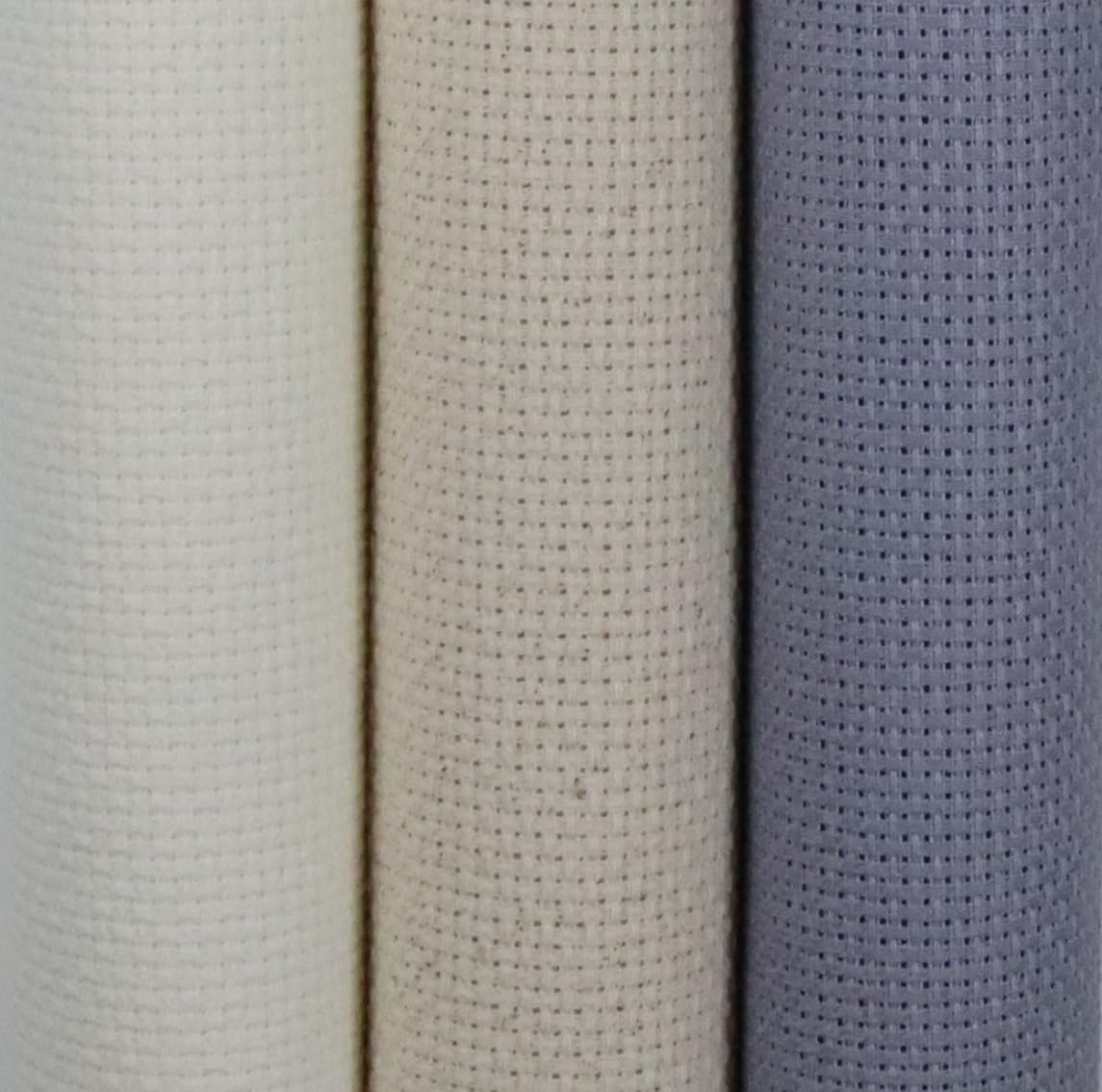 KCS 3 pc of 15" x 18"(38cmx45cm) 14 Count Cross Stitch Cotton Aida Cloth Needlework Rolled Fabric Box,14CT,Antique White+Oatmeal+Light Steel Grey