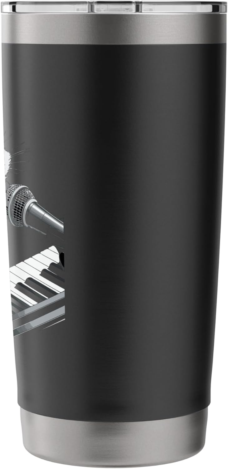 Piano Raccon Singer Singing Music Coon Vocalist Pianist Stainless Steel Insulated Tumbler - Image 2
