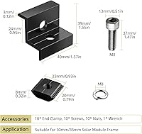 Vista 4 de 10pcs Solar Panel End Clamp 30mm/35mm, Anbte Aluminum Z Brackets for Solar Panels Solar Mounting Brackets Kit with Nuts Bolts for Solar Panel Pv